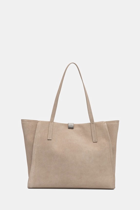 Calvin Klein torebka zamszowa skóra zamszowa beżowy K60K612983