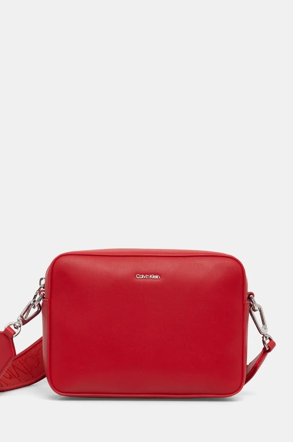 Τσάντα Calvin Klein απομίμηση λείου δέρματος κόκκινο K60K613145