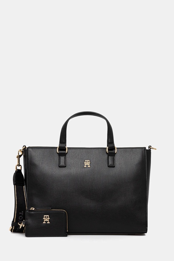 Kabelka Tommy Hilfiger hladký černá AW0AW16814