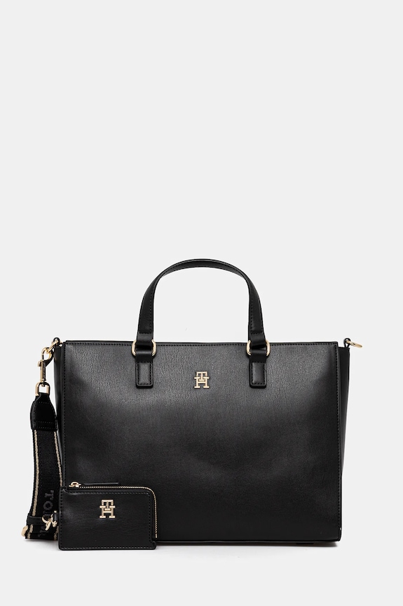 Kabelka Tommy Hilfiger hladký černá AW0AW16814