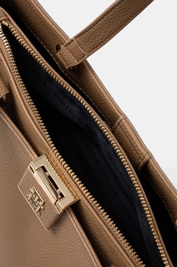 Tommy Hilfiger torebka crossbody damska z imitacji skóry AW0AW17191 beżowy