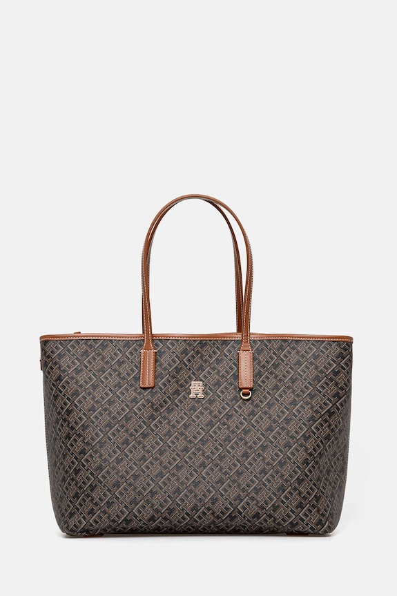 Tommy Hilfiger torebka shopper damska mieści A4 brązowy AW0AW17416