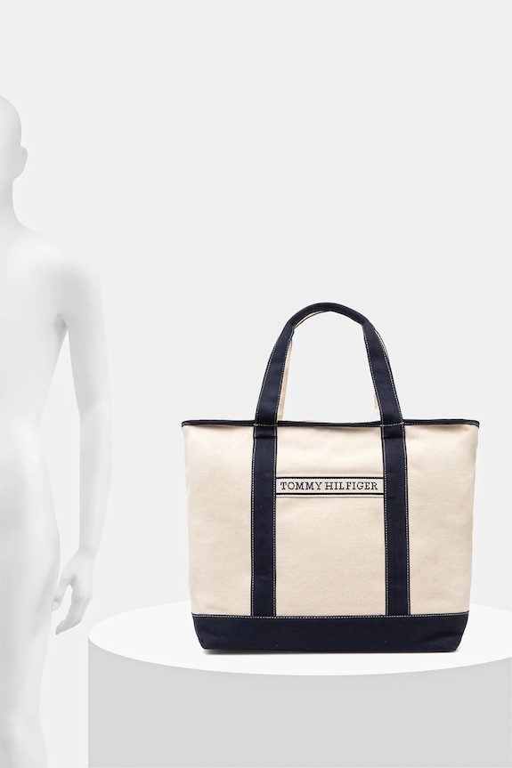 Bavlněná kabelka Tommy Hilfiger AW0AW17421 béžová