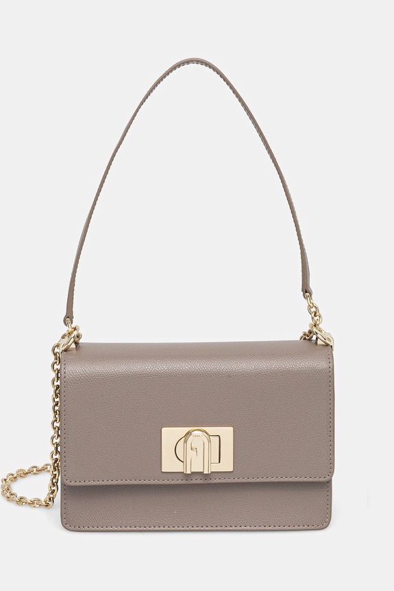 Δερμάτινη τσάντα Furla λείο δέρμα γκρί BAFKACO.ARE000.2572S
