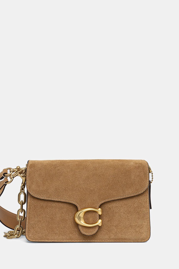 Coach Suede Chain Tabby Shoulder Bag Women's suede detachable strap yellow CAN13
