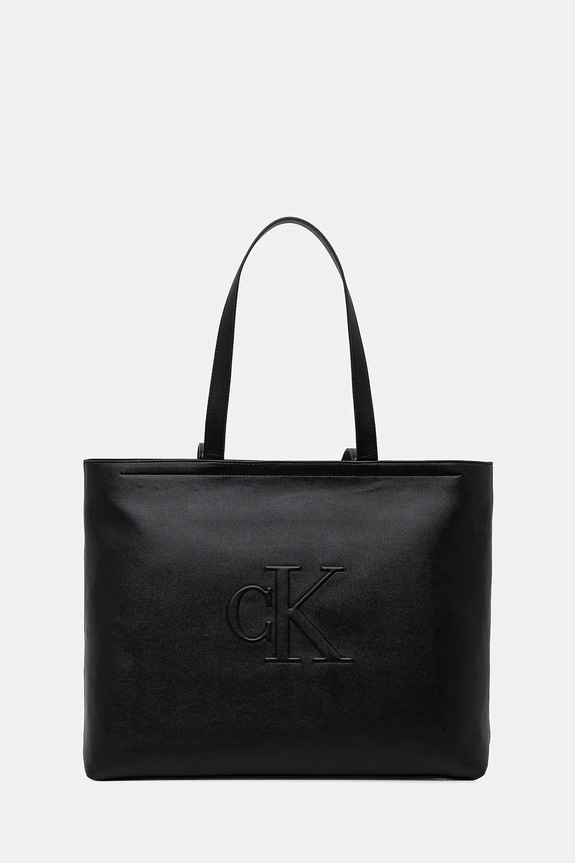 Τσάντα Calvin Klein Jeans απομίμηση λείου δέρματος μαύρο LV04K3070G