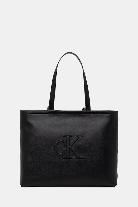 Τσάντα Calvin Klein Jeans απομίμηση λείου δέρματος μαύρο LV04K3070G