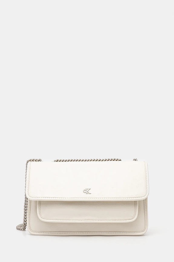 Τσάντα Calvin Klein Jeans απομίμηση λείου δέρματος μπεζ LV04K3084G