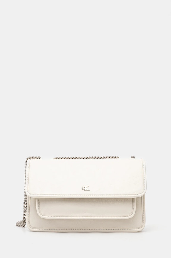 Τσάντα Calvin Klein Jeans απομίμηση λείου δέρματος μπεζ LV04K3084G
