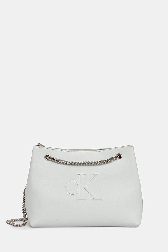 Τσάντα Calvin Klein Jeans απομίμηση λείου δέρματος τιρκουάζ LV04K3163G