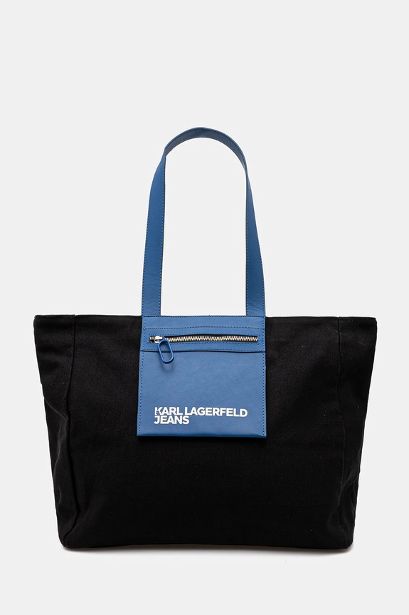 Karl Lagerfeld Jeans shopper γυναικεία βαμβακερή υφασμάτινο μαύρο A2W50004