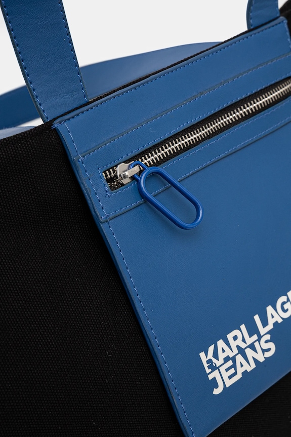 Karl Lagerfeld Jeans shopper γυναικεία βαμβακερή μαύρο A2W50004