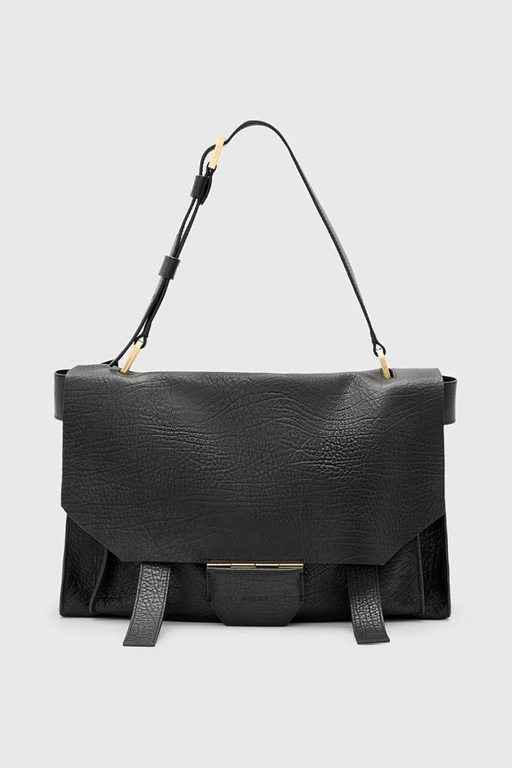 Kožna torba AllSaints URSA bez uzorka crna W115XC