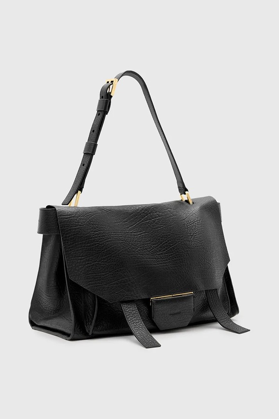 Kožna torba AllSaints URSA W115XC crna SS26