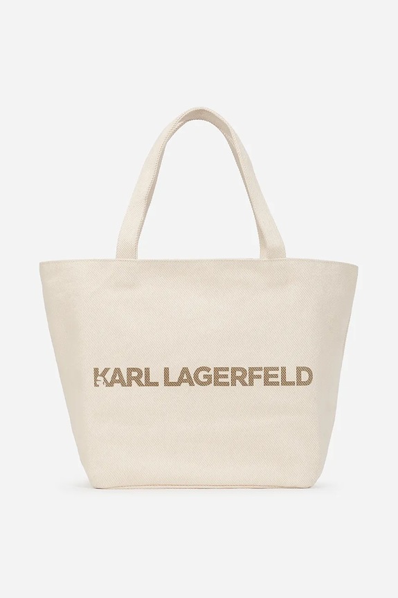Obojstranná kabelka Karl Lagerfeld jemný vzor béžová A2W50024