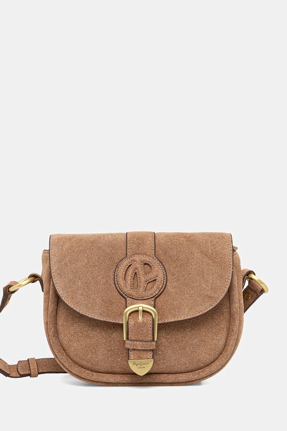 Pepe Jeans torebka zamszowa CRISHA PURE nie mieści A4 brązowy PL031641