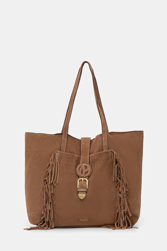 Pepe Jeans kézitáska BELLAMIE PURE velúr bőr barna PL031642