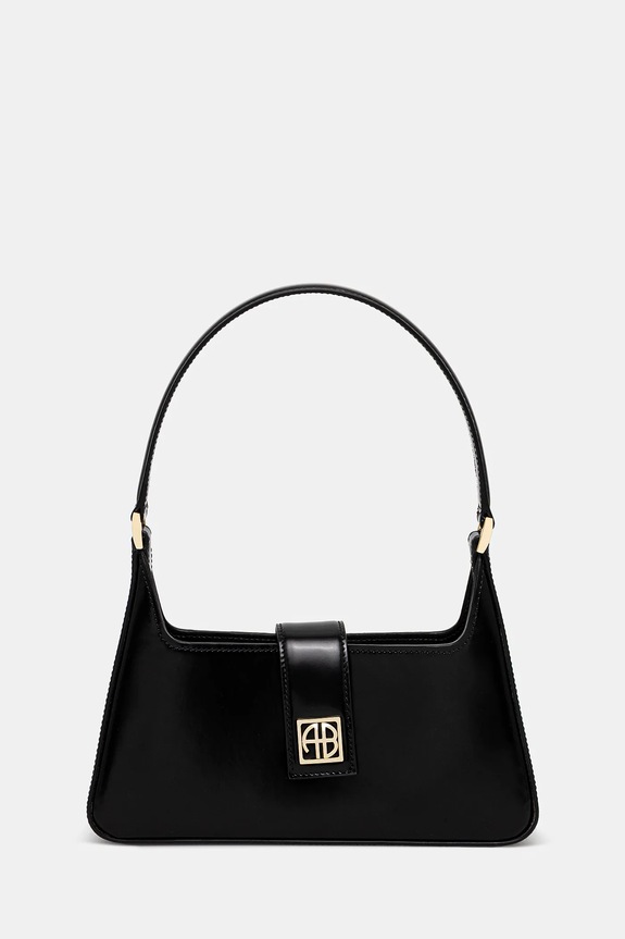 Kožená kabelka Anine Bing Lou Shoulder Bag hladký černá A.13.11445