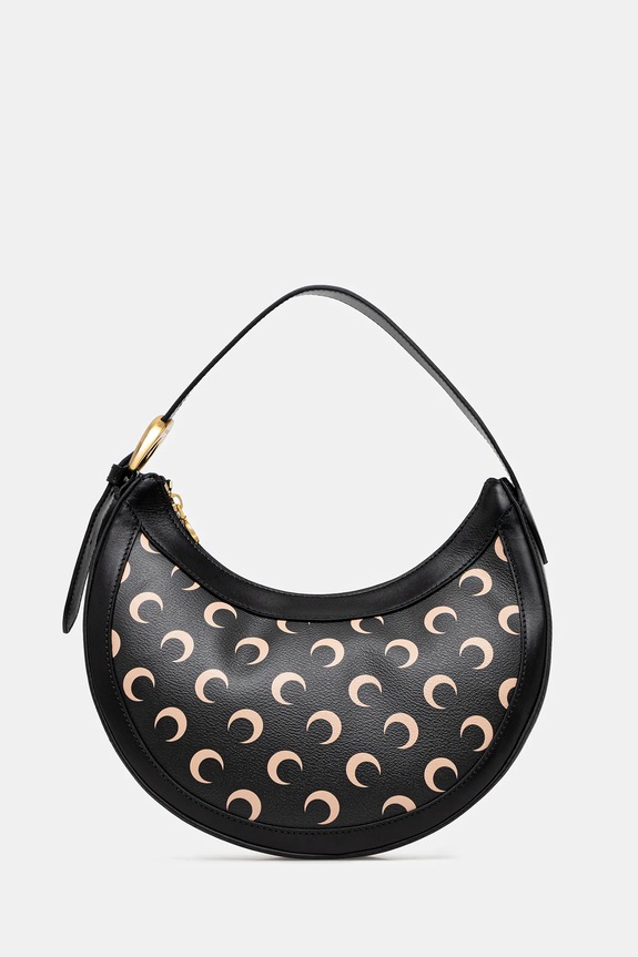 Marine Serre leather handbag Moon Canvas Eclips non-detachable strap black WBA020A.RWOV0030