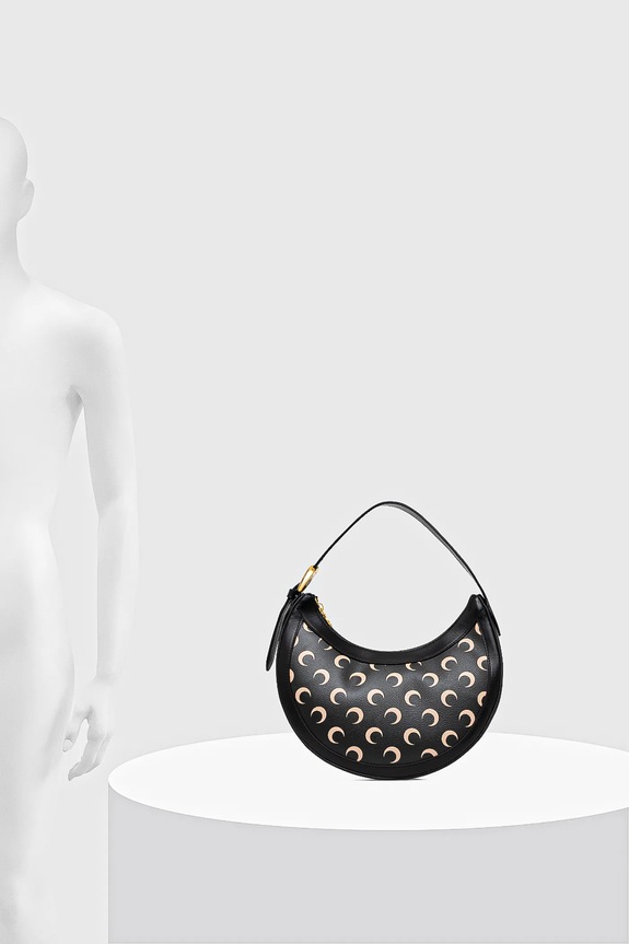 Marine Serre leather handbag Moon Canvas Eclips WBA020A.RWOV0030 black