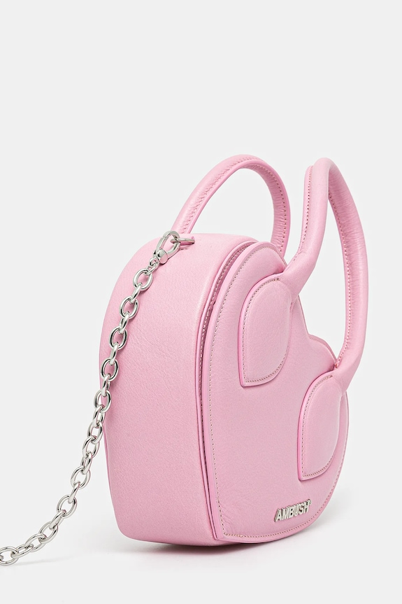 AMBUSH leather handbag Heart Top Handle Bag 12115033 pink SS25