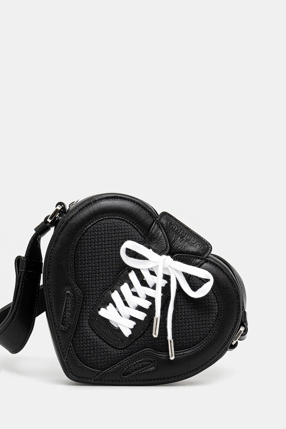 Strapped Heart Shoulder Bag λείο δέρμα μαύρο 12115063