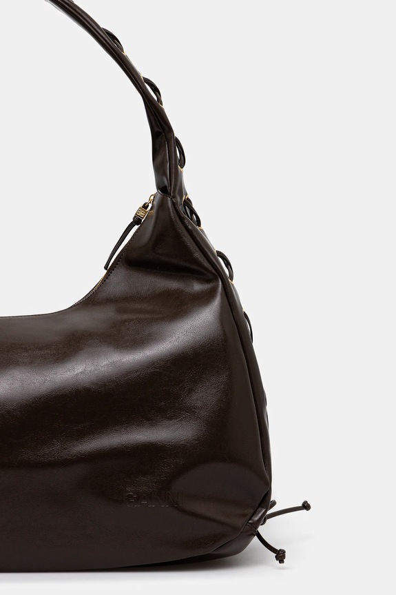 Akcesoria GANNI torba Hobo XXL Crinkle Oleatex A6846 brązowy