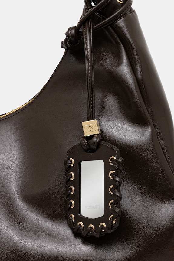 GANNI torba Hobo XXL Crinkle Oleatex brązowy A6846