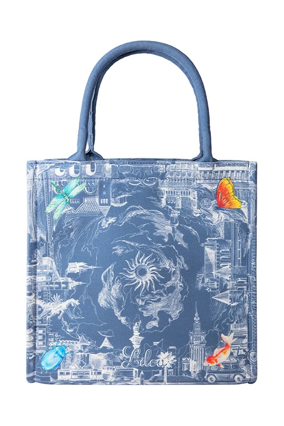 Lilou geantă incape in A4 multicolor SHOP/MED/CANVAS/BLUE