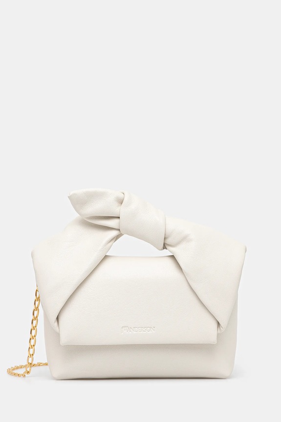 JW Anderson leather handbag Bow Small Twister detachable strap white HB0698.LA0355