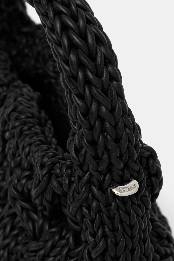 Кожаная сумочка JW Anderson Small Cable Knit чёрный HB0712.LA0365