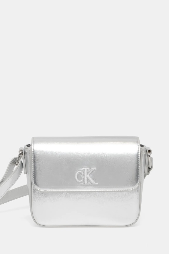 Παιδική τσάντα Calvin Klein Jeans απομίμηση λείου δέρματος ασημί IU0IU00688.G.PPYA