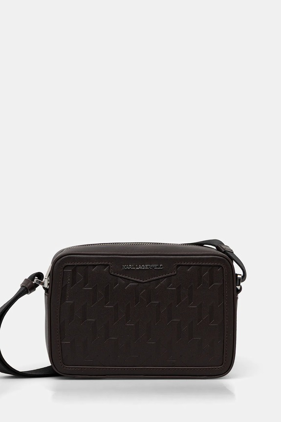 Δερμάτινο φακελάκι Karl Lagerfeld K/LOOM λείο δέρμα καφέ A1M30067