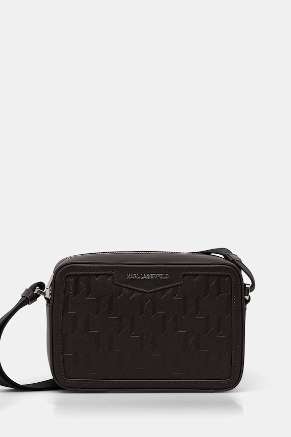Δερμάτινο φακελάκι Karl Lagerfeld K/LOOM λείο δέρμα καφέ A1M30067