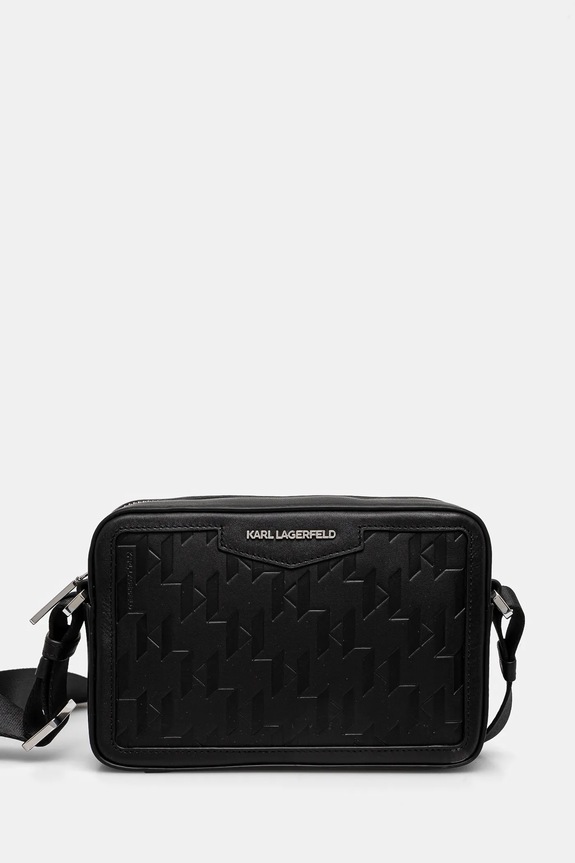 Karl Lagerfeld pochette in pelle pelle fiore nero A1M30067
