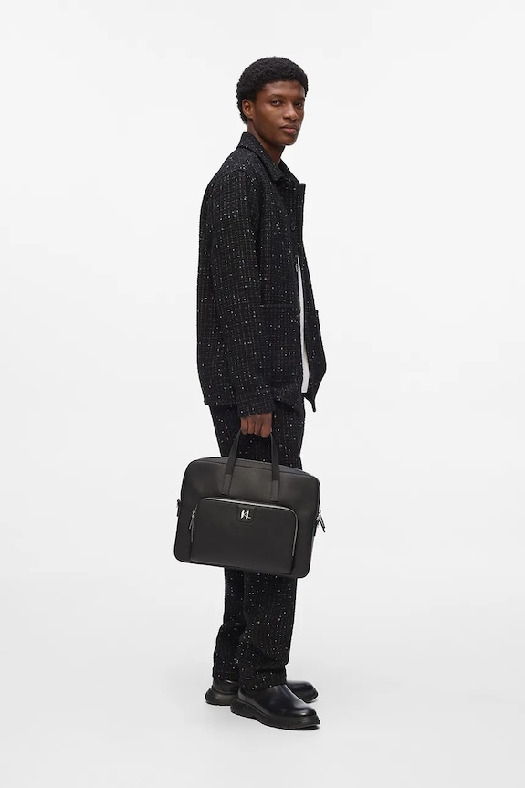 Kožená taška Karl Lagerfeld K/IKON A1M30098 čierna SS25