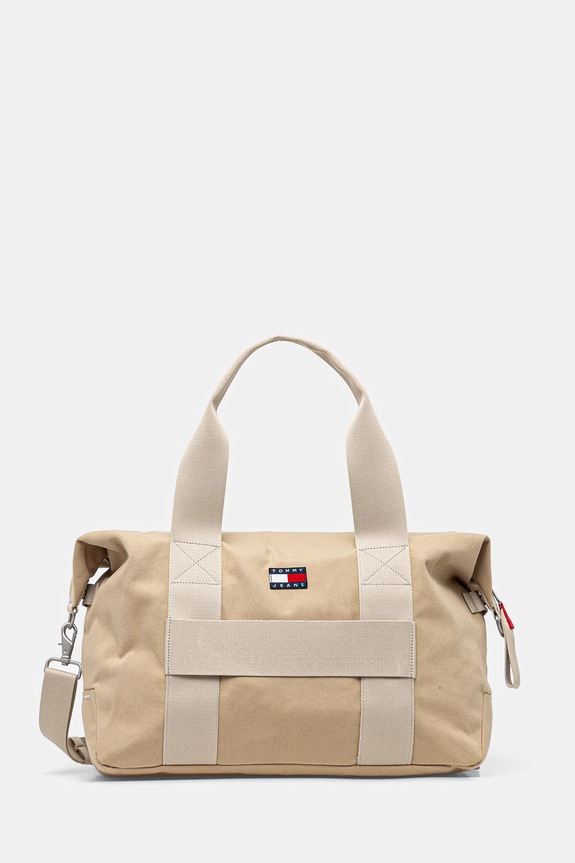Taška Tommy Jeans 45 x 32 x 17 cm nášivka béžová AM0AM13325