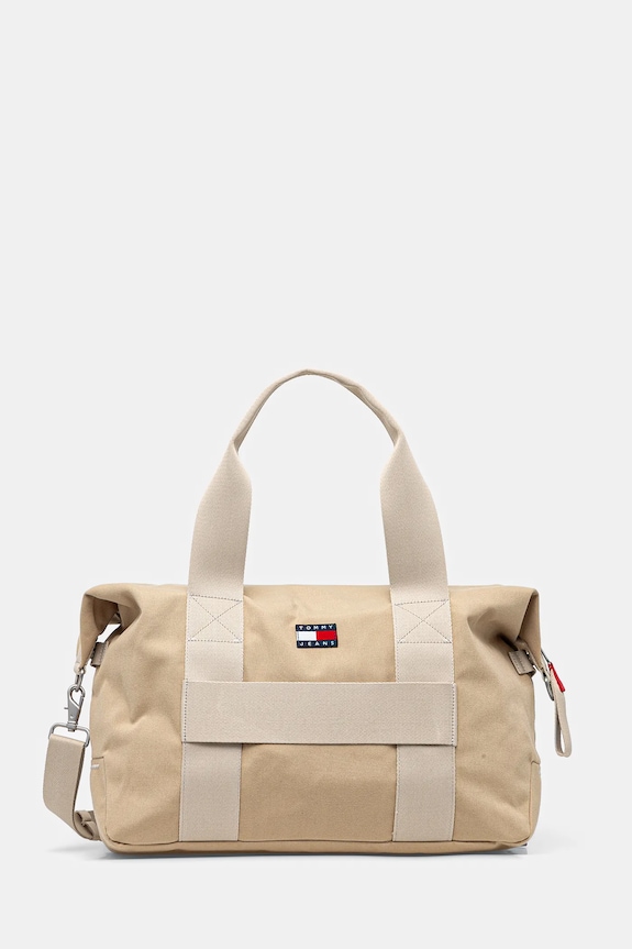 Taška Tommy Jeans 45 x 32 x 17 cm nášivka béžová AM0AM13325