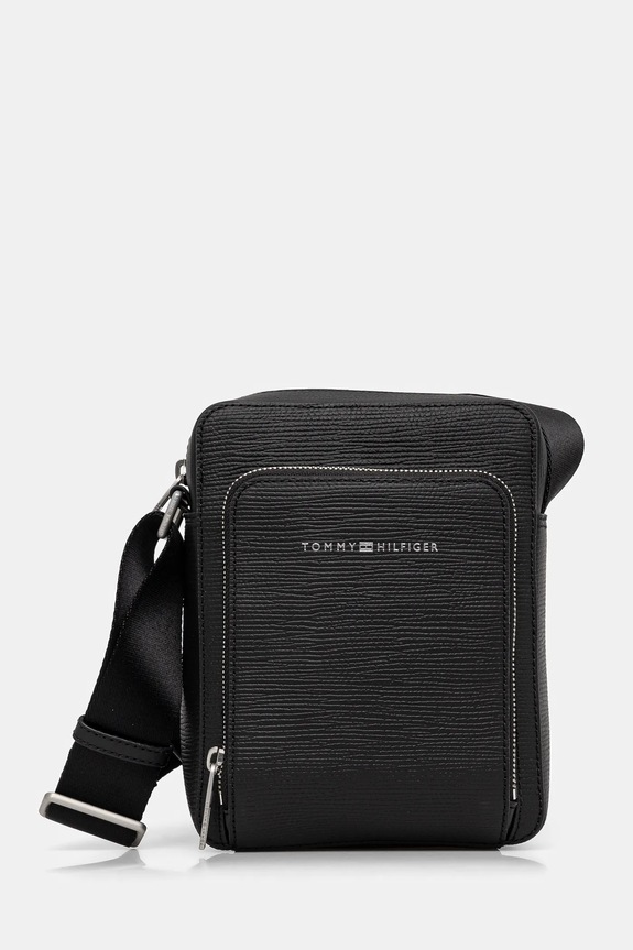 Kožna torbica Tommy Hilfiger bez uzorka crna AM0AM13308