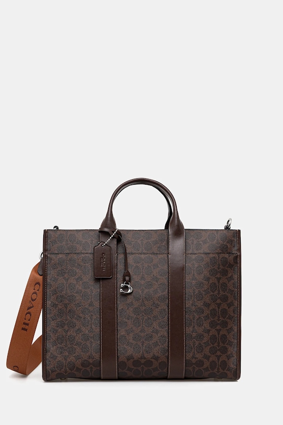 Coach geantă Wesley Tote 42 x 31,5 x 14,5 cm incape in A4 maro CY772