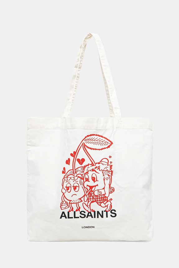 Bavlněná taška AllSaints BREAKUP 40 x 35 x 13 cm potisk bílá M086XC