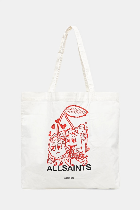 Bavlněná taška AllSaints BREAKUP 40 x 35 x 13 cm potisk bílá M086XC