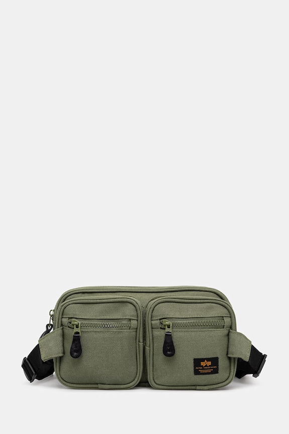 Taštička Alpha Industries Label Waist Bag hladký zelená 156943