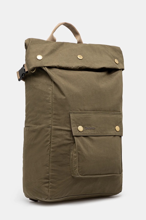 Barbour zaino in cotone Barbour Transport Foldover Backpack Bag UBA0746 verde SS25