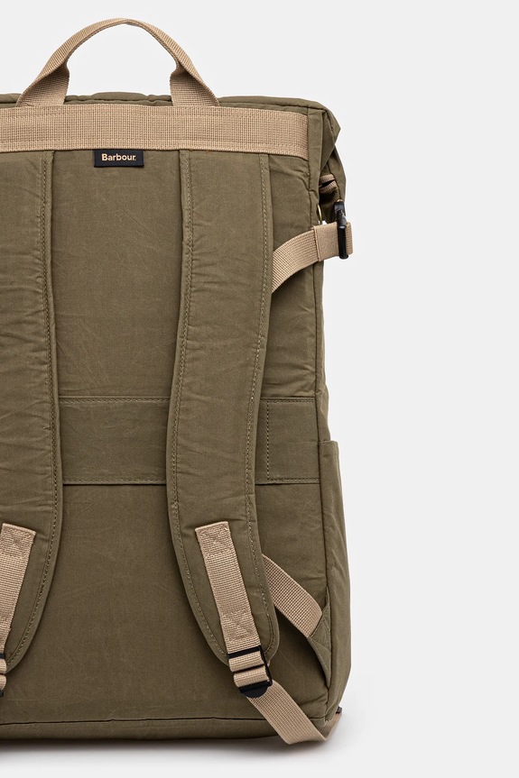 Accessori Barbour zaino in cotone Barbour Transport Foldover Backpack Bag UBA0746 verde