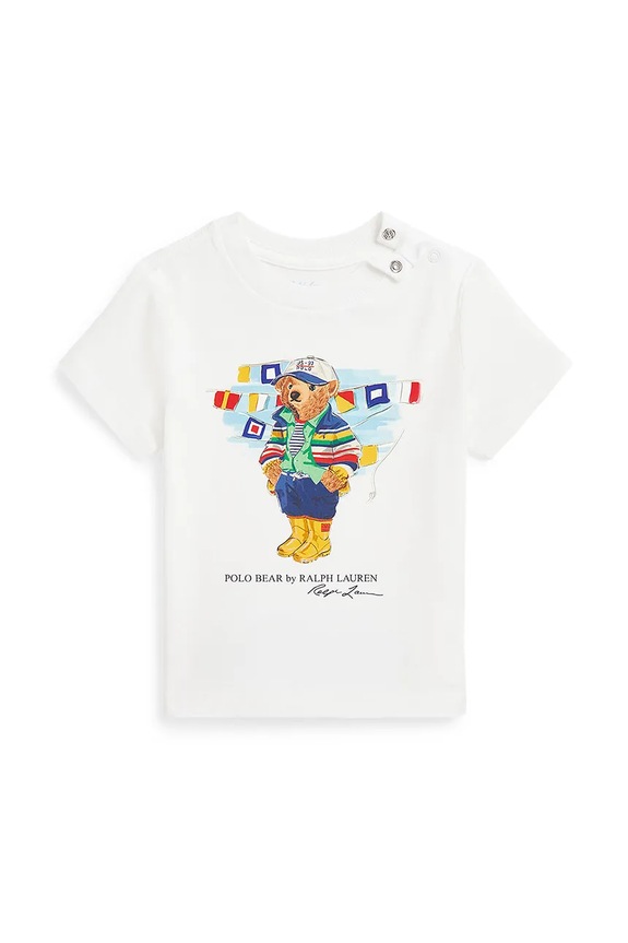 Polo Ralph Lauren tricou de bumbac pentru copii print alb 320958332001