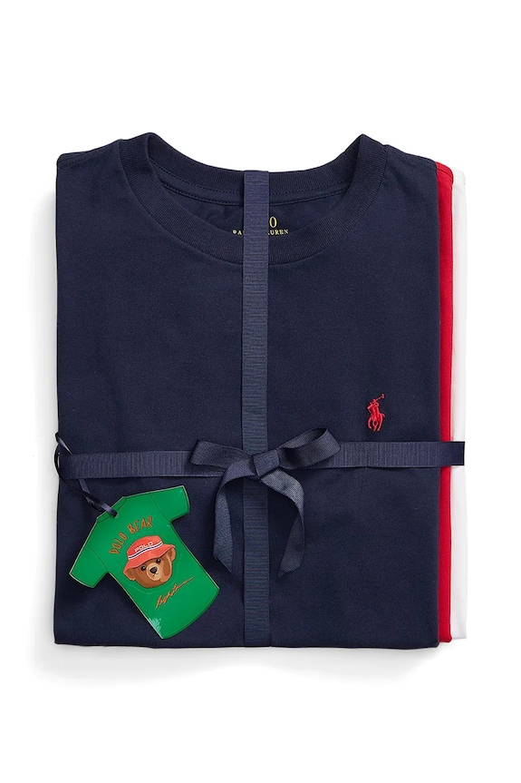 CHLAPEC Dětské bavlněné tričko Polo Ralph Lauren 3-pack 323884456001 červená
