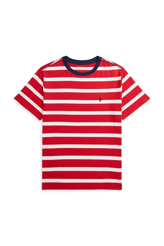 Dětské bavlněné tričko Polo Ralph Lauren kulatý červená 323958170001