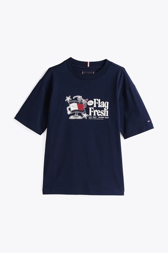 Παιδικό βαμβακερό μπλουζάκι Tommy Hilfiger KB0KB09354.74.122.PPYA μαύρο SS25