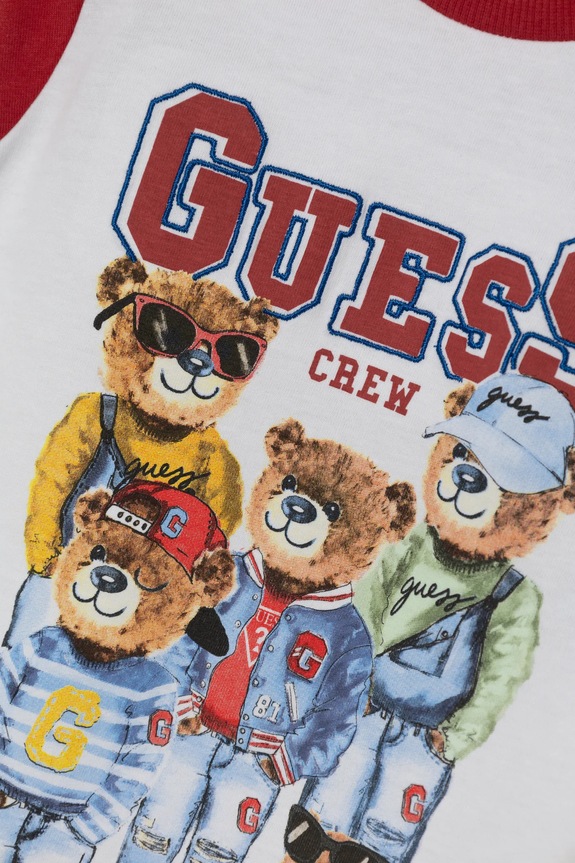 Dječaci Dječja pamučna majica kratkih rukava Guess N5RI04.K8HM4.PPYA bijela